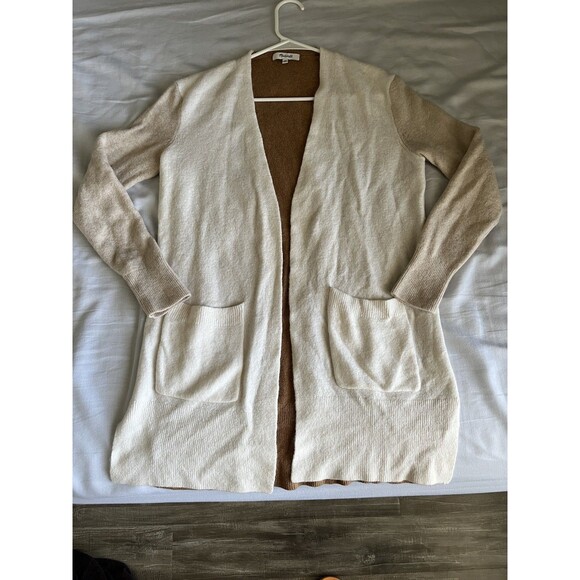 Madewell Kent Colorblock Long Cardigan Wool Alpaca Blend Pockets Granny Core XS - Picture 5 of 10